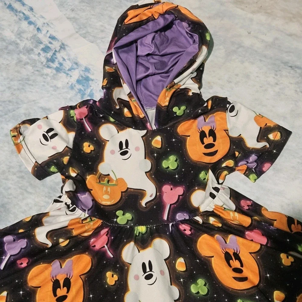 Milksilk Girls Halloween Set Size 4T Mouse Ghost Pumpkin Twirl Dress Hoodie